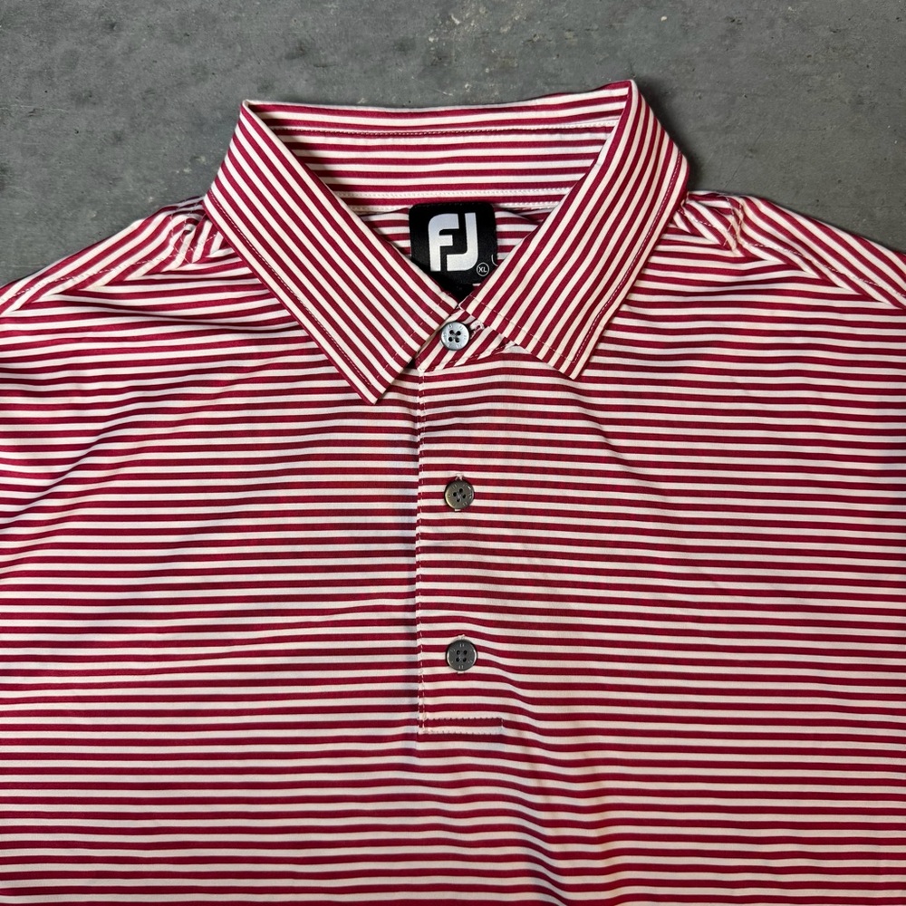 FootJoy Men's Polo Shirt in Red and White Stripes